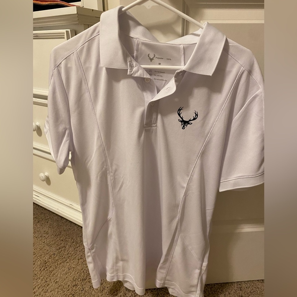 Men’s White Buckedup logo Polo